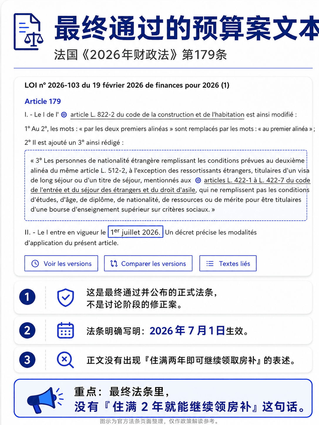 最终通过的预算案文本没有写“住满两年就安全”